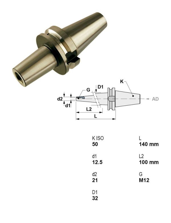 Picture of Canela Tool BT50 M12 CNC Holder 5.511 Gauge 3.937 Reach